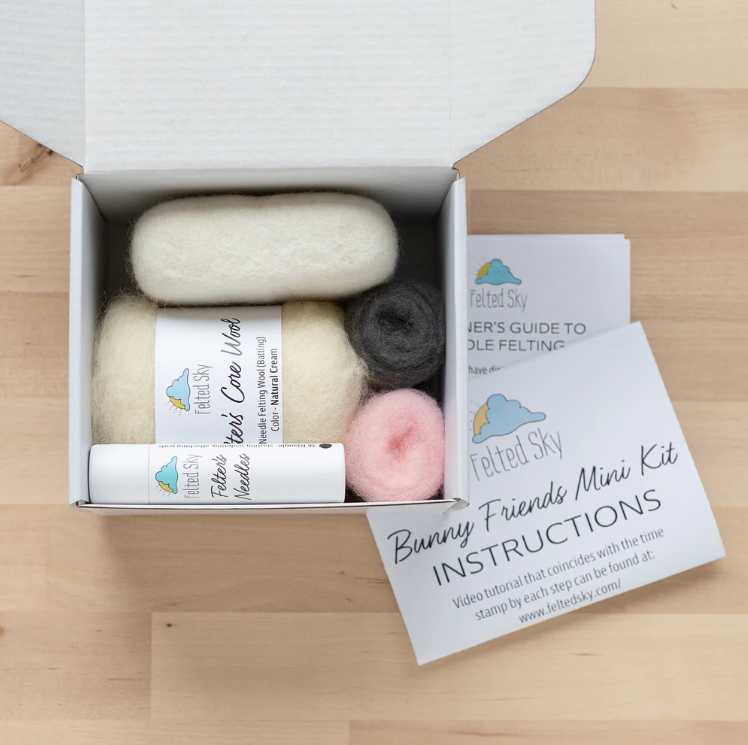 Bunny Friends Mini Needle Felting Kit - Felted Sky