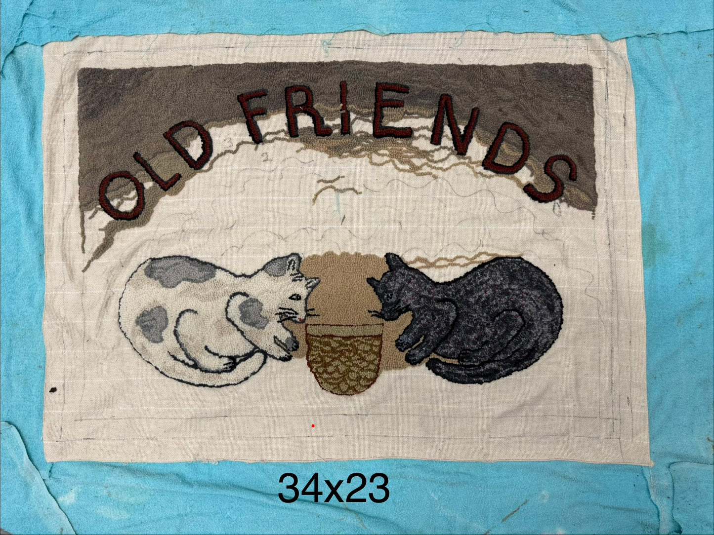 Old Friends Unfinished Hooked Rug