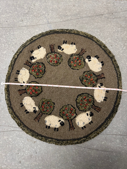 Sheep & Apple Trees rug, round
